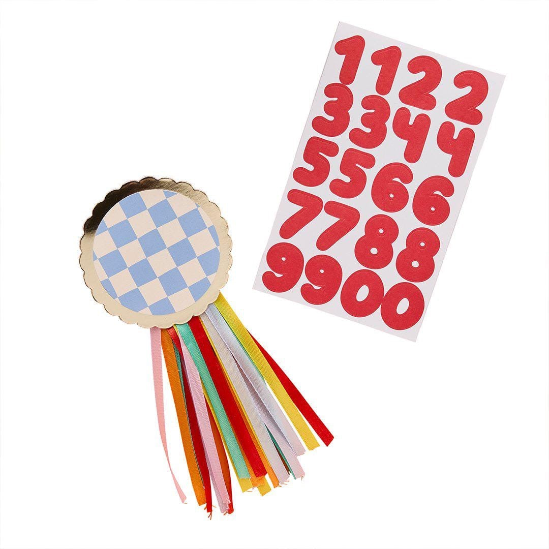 Award-Style Ribbon Birthday Rosette with Custom Age Stickers