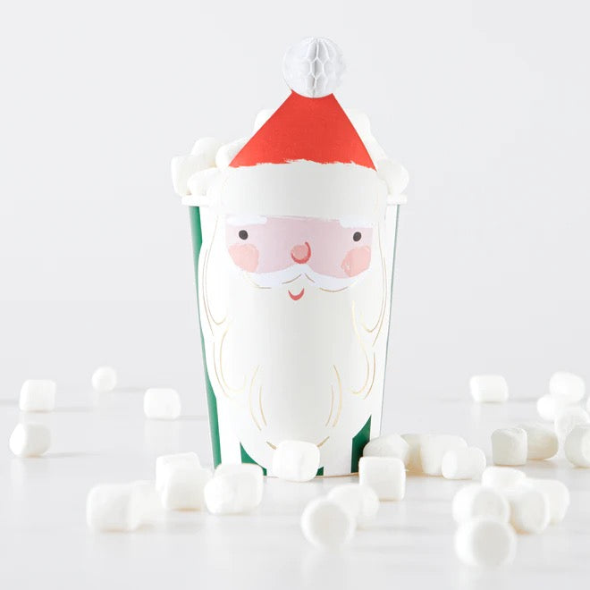 Honeycomb Christmas Reindeer and Santa Cups Meri Meri