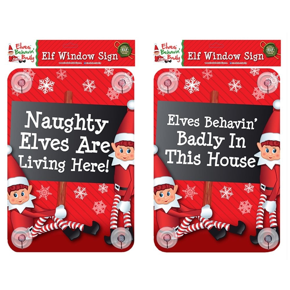 Christmas Elf Behavin' Badly Elf Accessories - Naughty Elves Window Sign