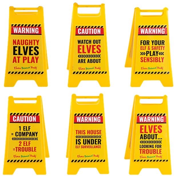 Christmas Elf Behavin' Badly Elf Accessories - Naught Elf Mini Warning Sign