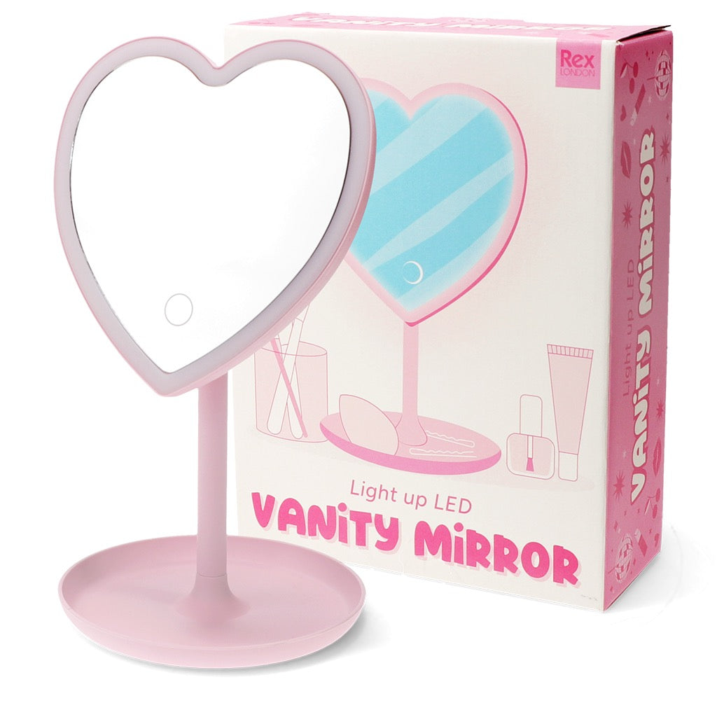 Heart Shaped Light Up Vanity Mirror - Pink