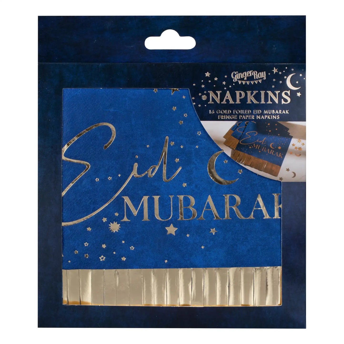 Navy & Gold Eid Mubarak Fringe Napkin