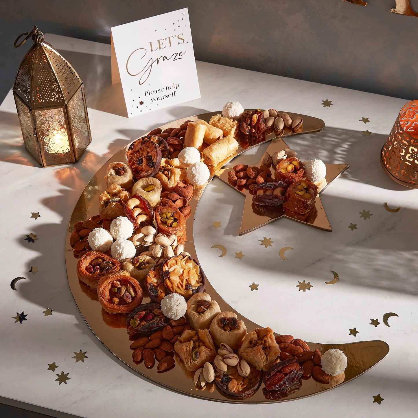 Gold Crescent Moon Eid Grazing Board