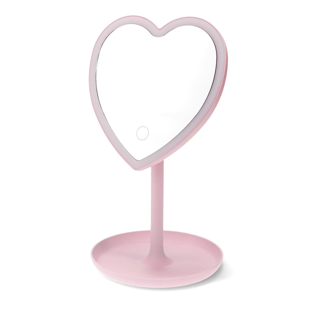 Heart Shaped Light Up Vanity Mirror - Pink