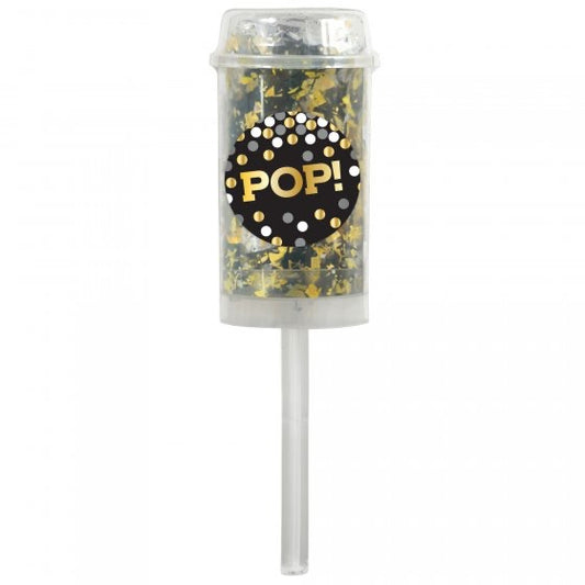 Party Popper - Black, Silver Gold Push Popper