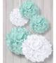 Mint and White Paper Pom Poms