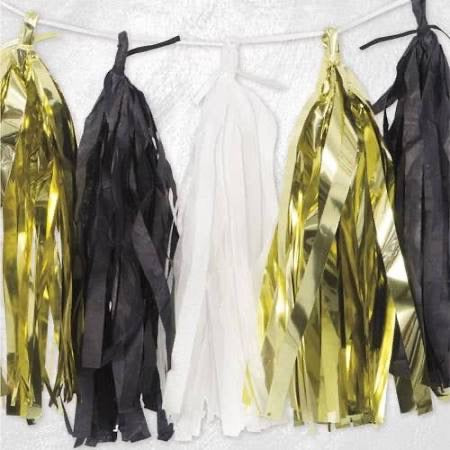 Black, White and Gold Tinsel Garland