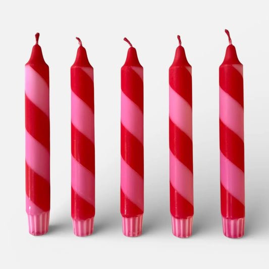 Red and Pink spiral twist Hand Dipped Candles 