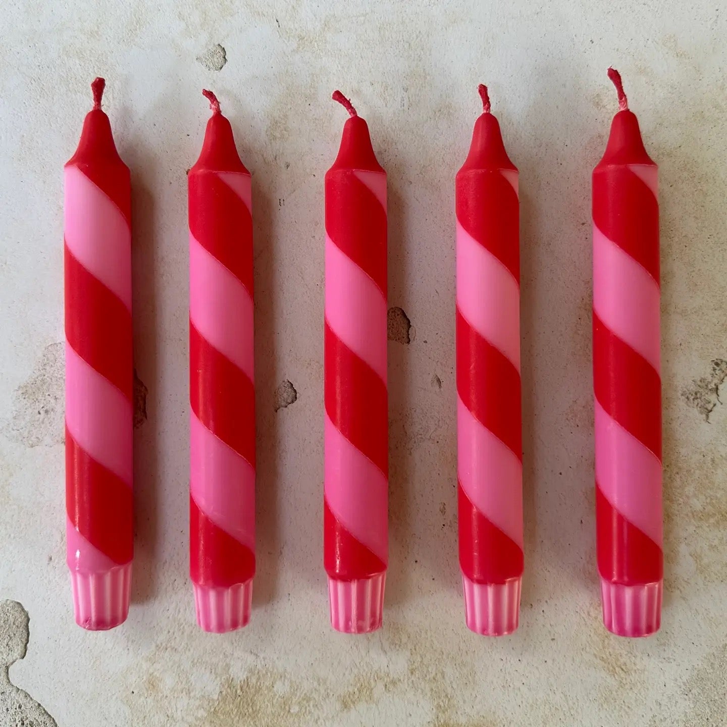 Red and Pink spiral twist Hand Dipped Candles 