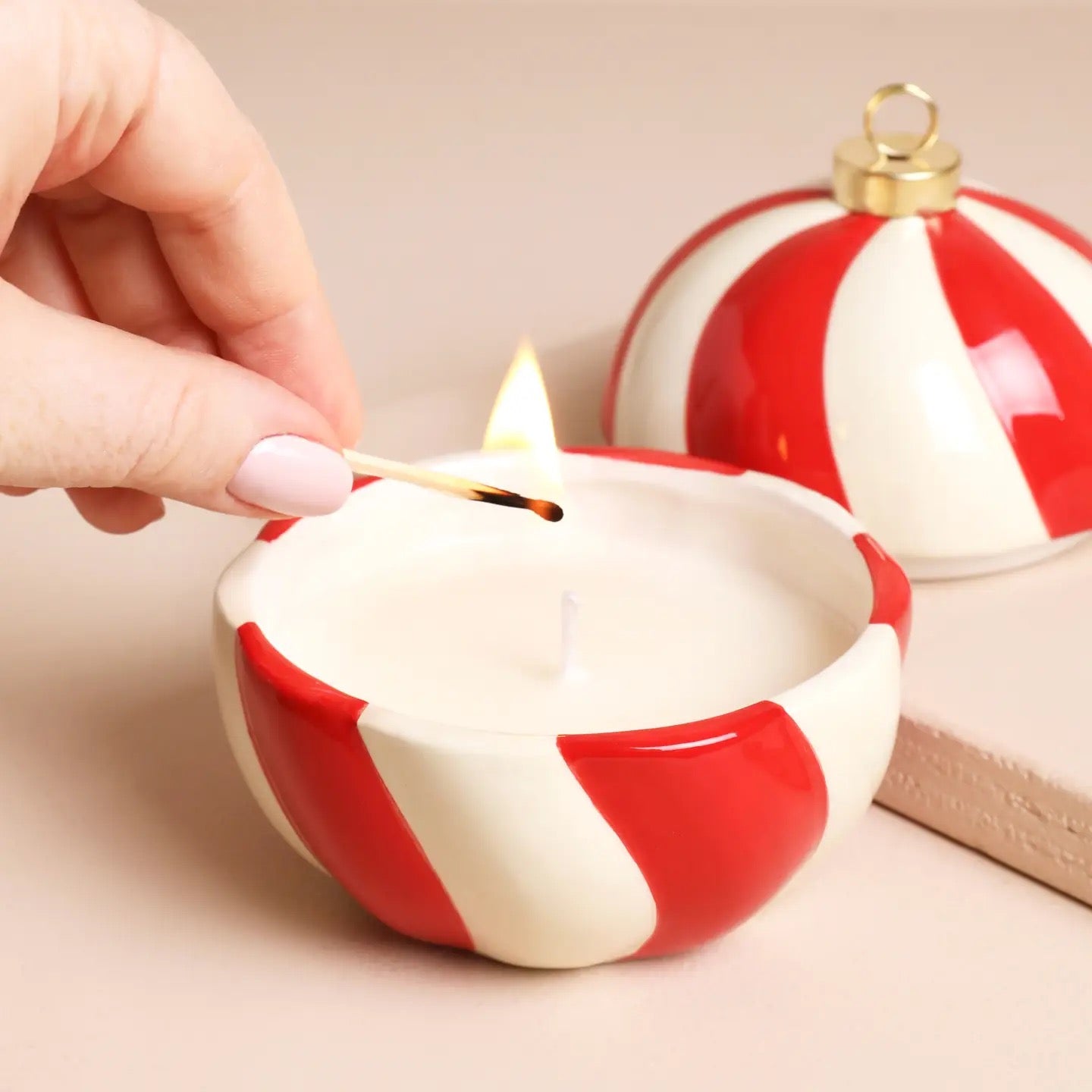 Candy Cane Stripe Cinnamon Candle