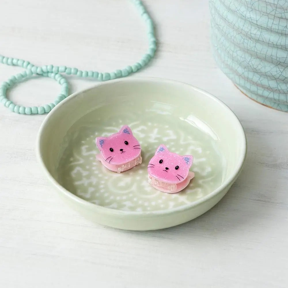 Mini Hair Claw Clips - Set of Two Pink Cats