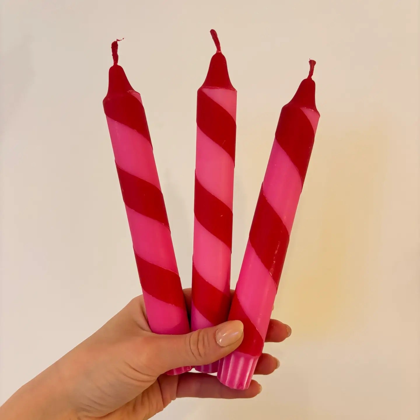 Red and Pink spiral twist Hand Dipped Candles 