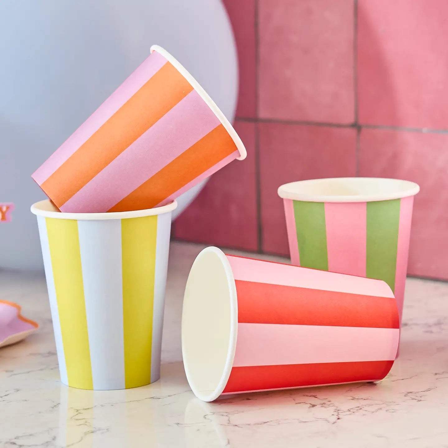 Bright Stripe Paper Party Cups