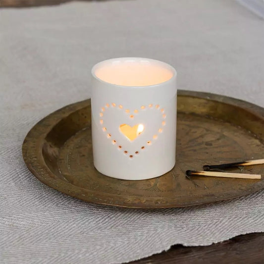 Glossy Ceramic Heart Tealight Holder