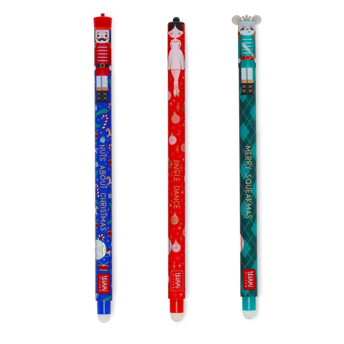 Legami Set of 3 Erasable Gel Pens - The Nutcracker - Christmas Limited Edition