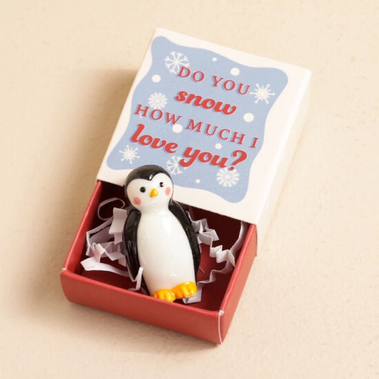 Tiny Matchbox Ceramic Tokens - Penguin