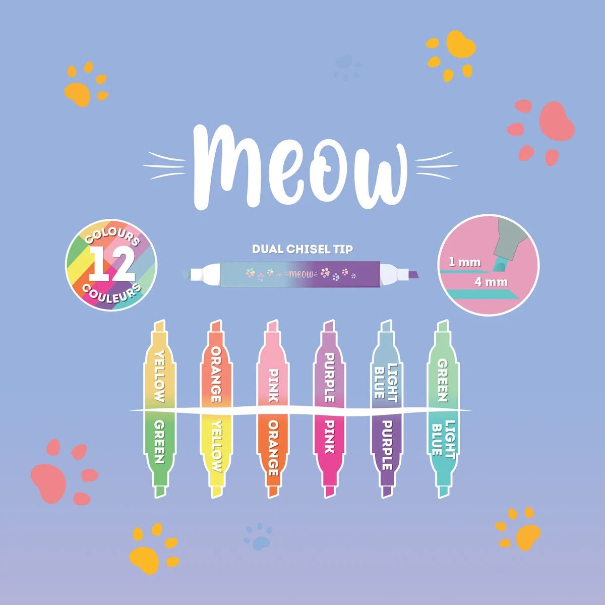 Legami Set of 6 Kitty Dual Tip Highlighters
