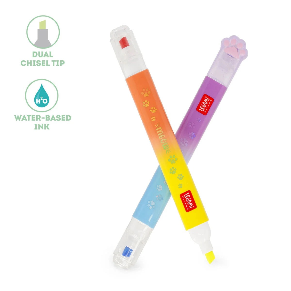 Legami Set of 6 Kitty Dual Tip Highlighters