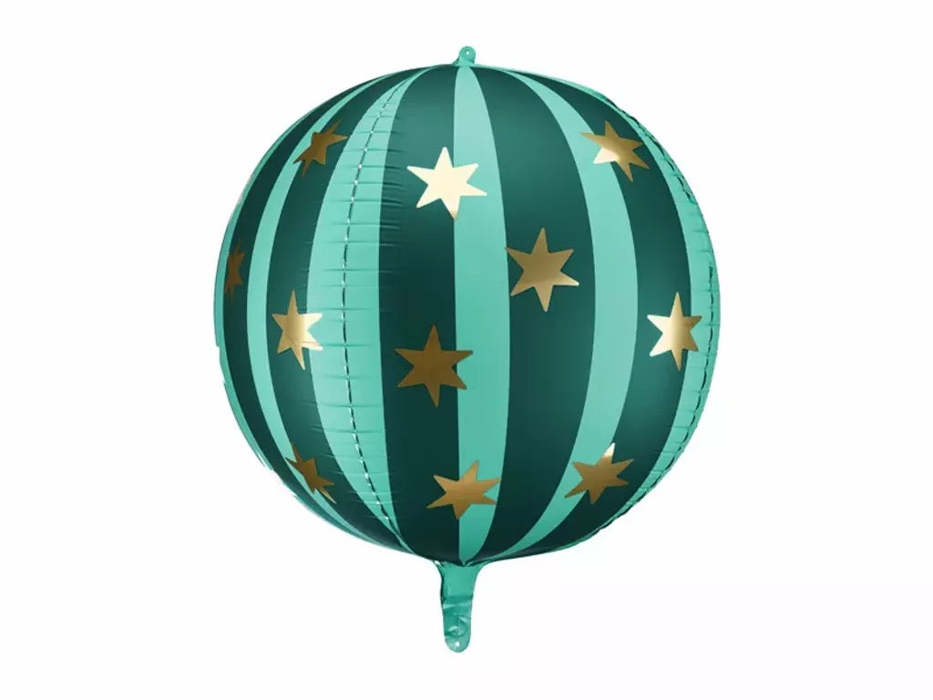 Starry Ball Green Foil Balloon with Gold Stars
