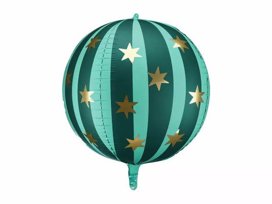 Starry Ball Green Foil Balloon with Gold Stars