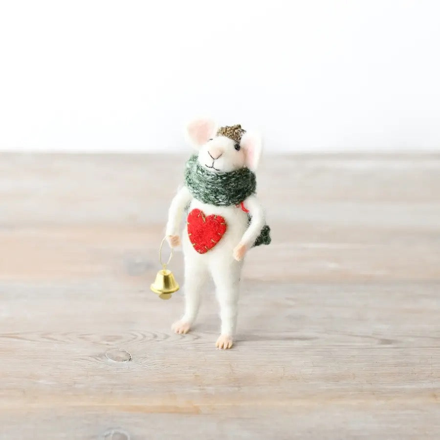 Christmas Wool Mouse Decoration 12cm
