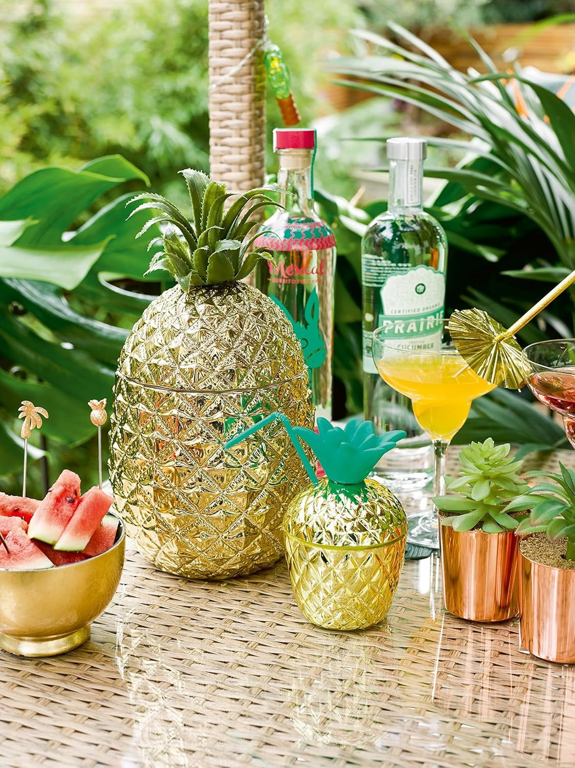 Gold Pineapple Ice Bucket with Lid