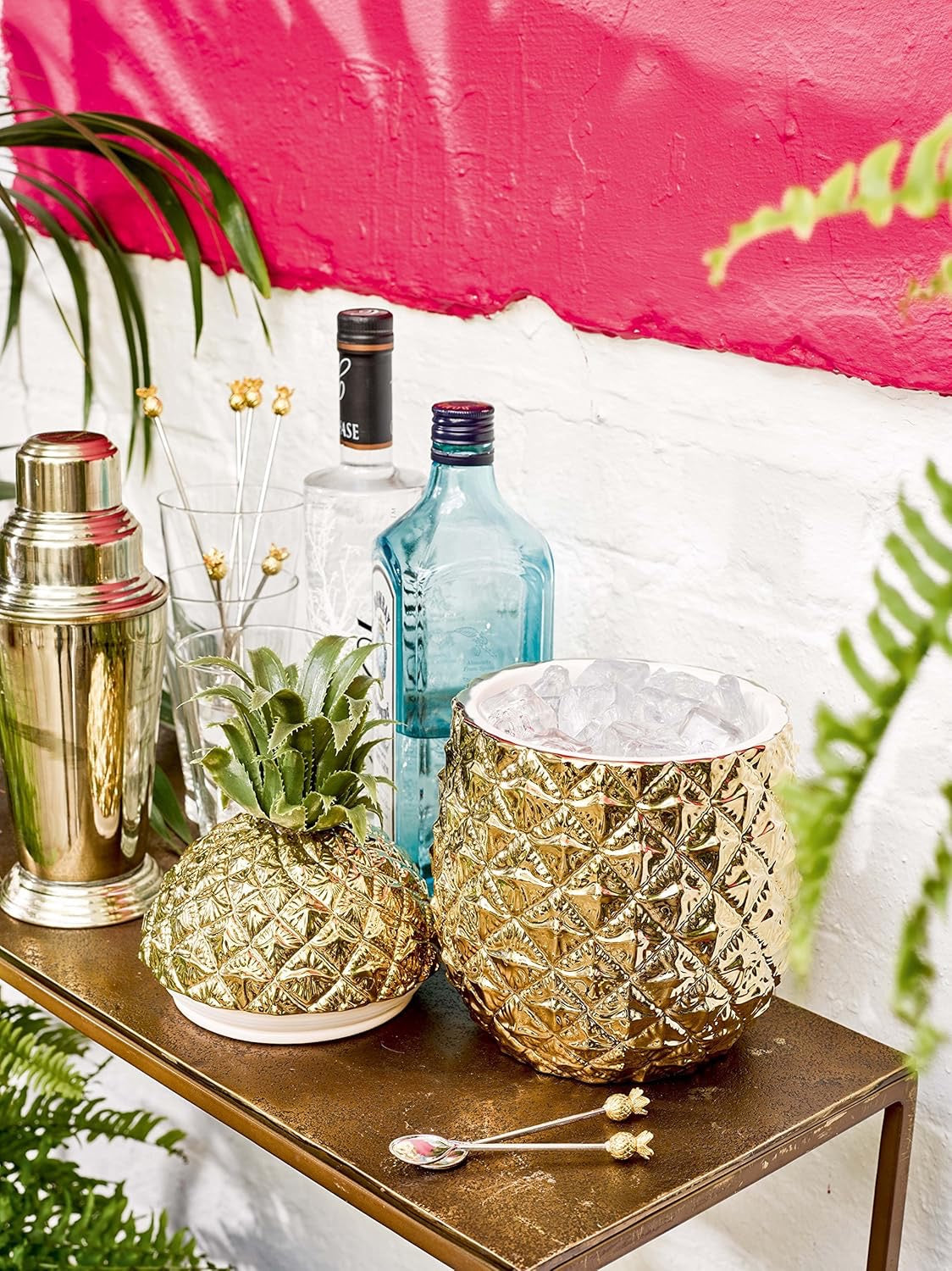 Gold Pineapple Ice Bucket with Lid
