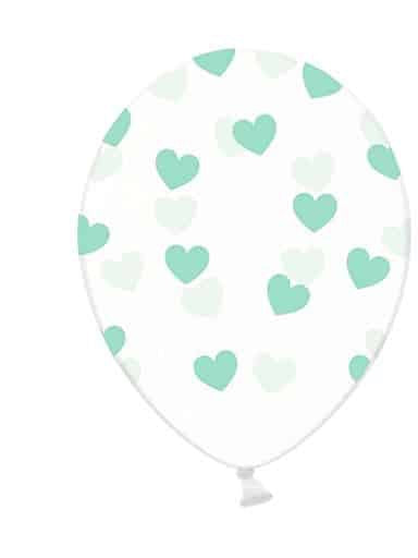 Pale Green Heart Clear Balloons