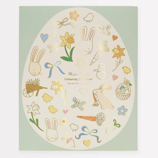 Meri Meri Pack of 8, Colour in Easter Egg Shaped Placemats