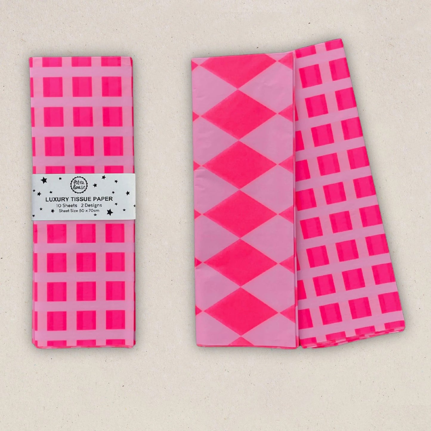 Fluoro Pink and Lilac Luxury Patterned Tissue Paper