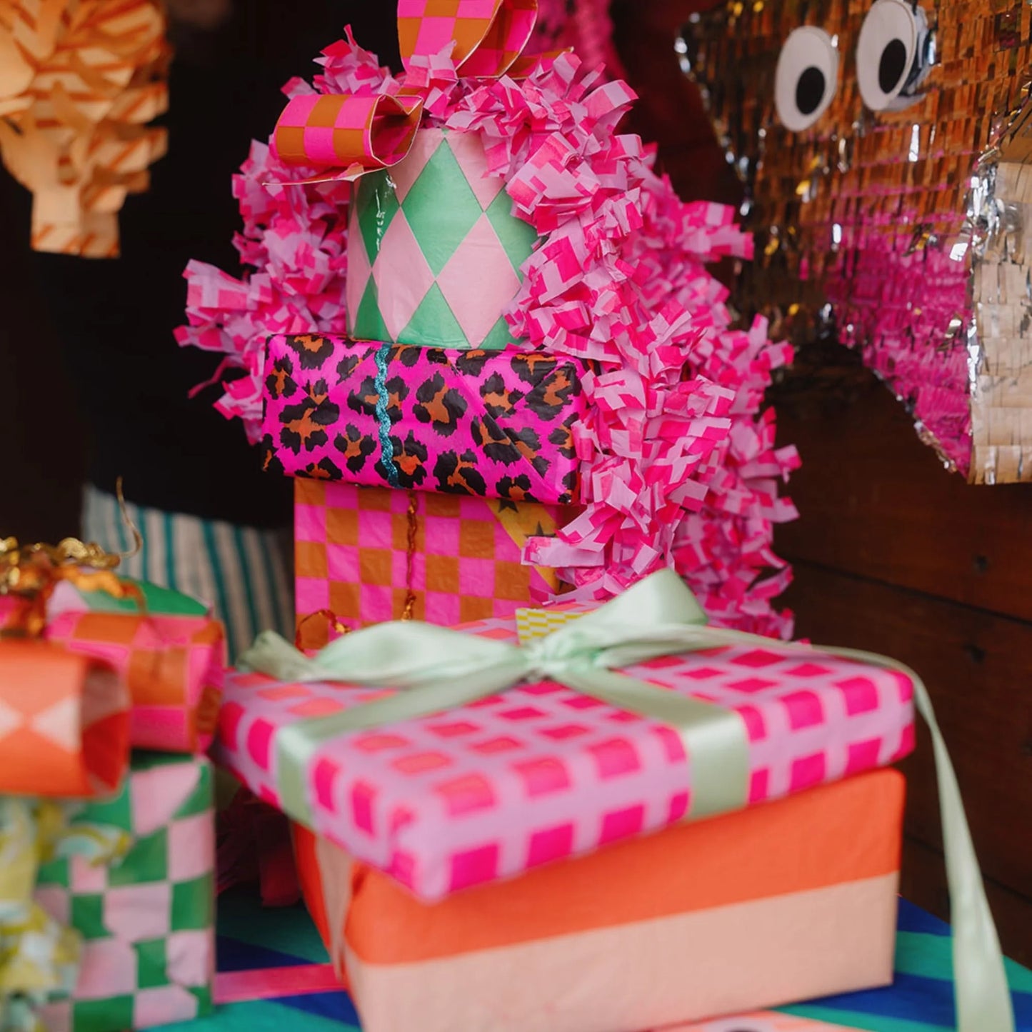 Fluoro Pink and Lilac Luxury Patterned Tissue Paper