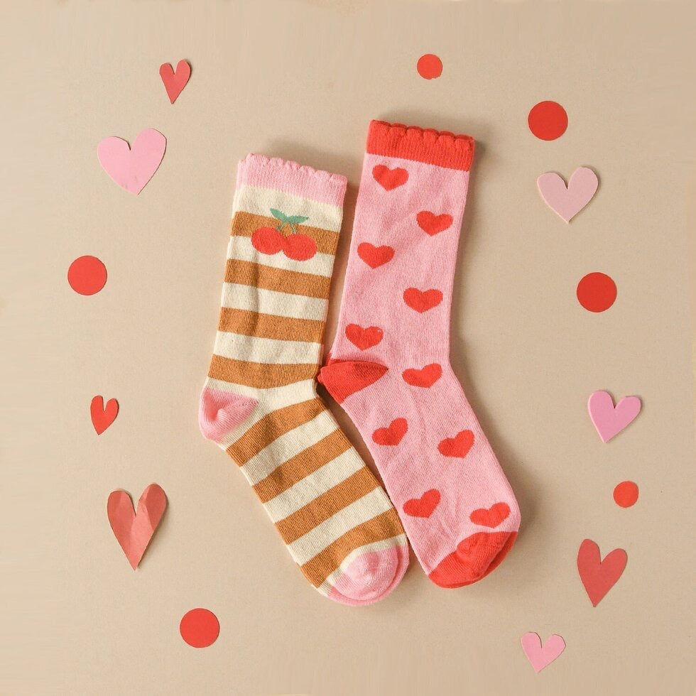 Stripey Cherry 2 packs of socks