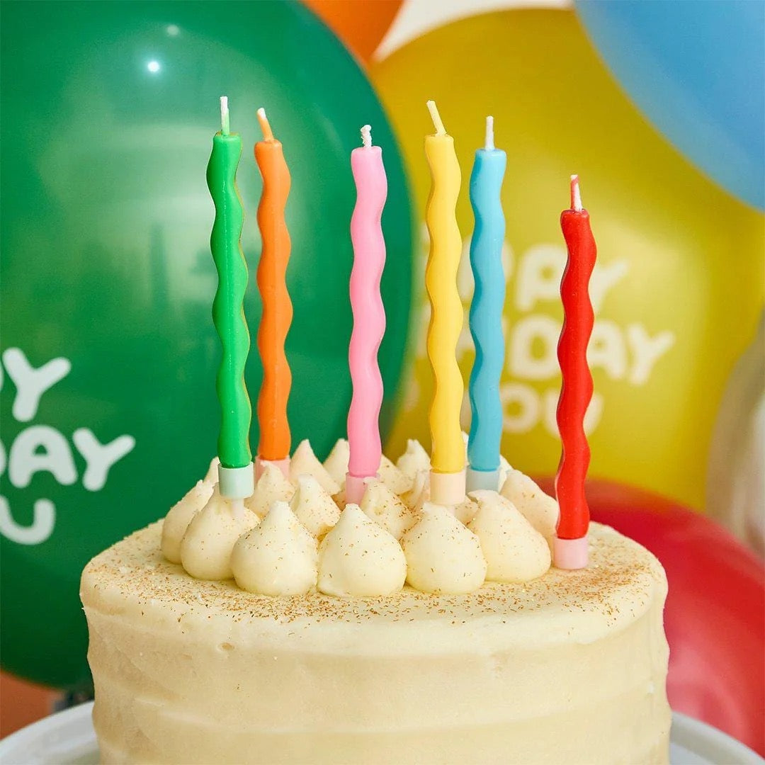 Wavy Rainbow Wax Birthday Candles
