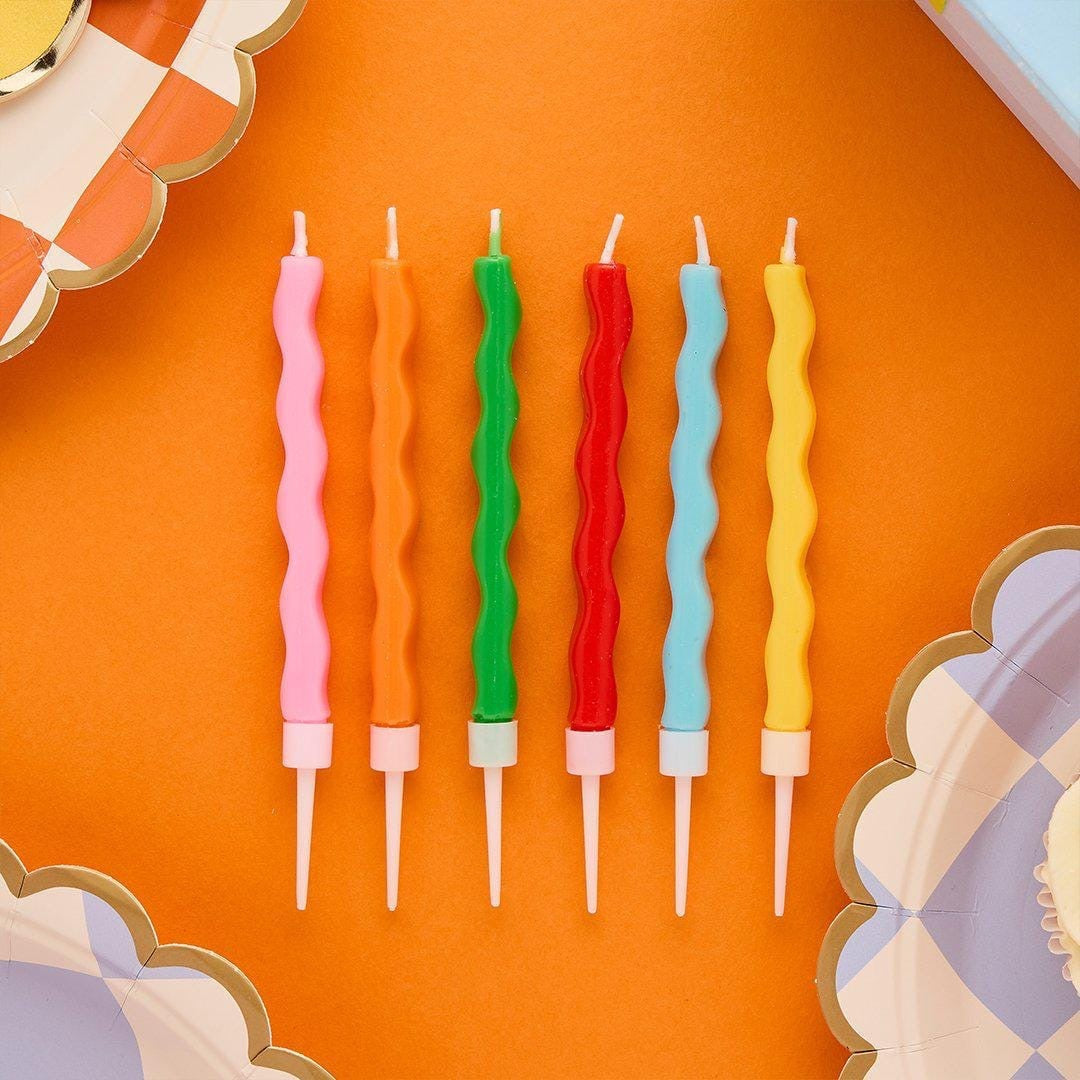 Wavy Rainbow Wax Birthday Candles