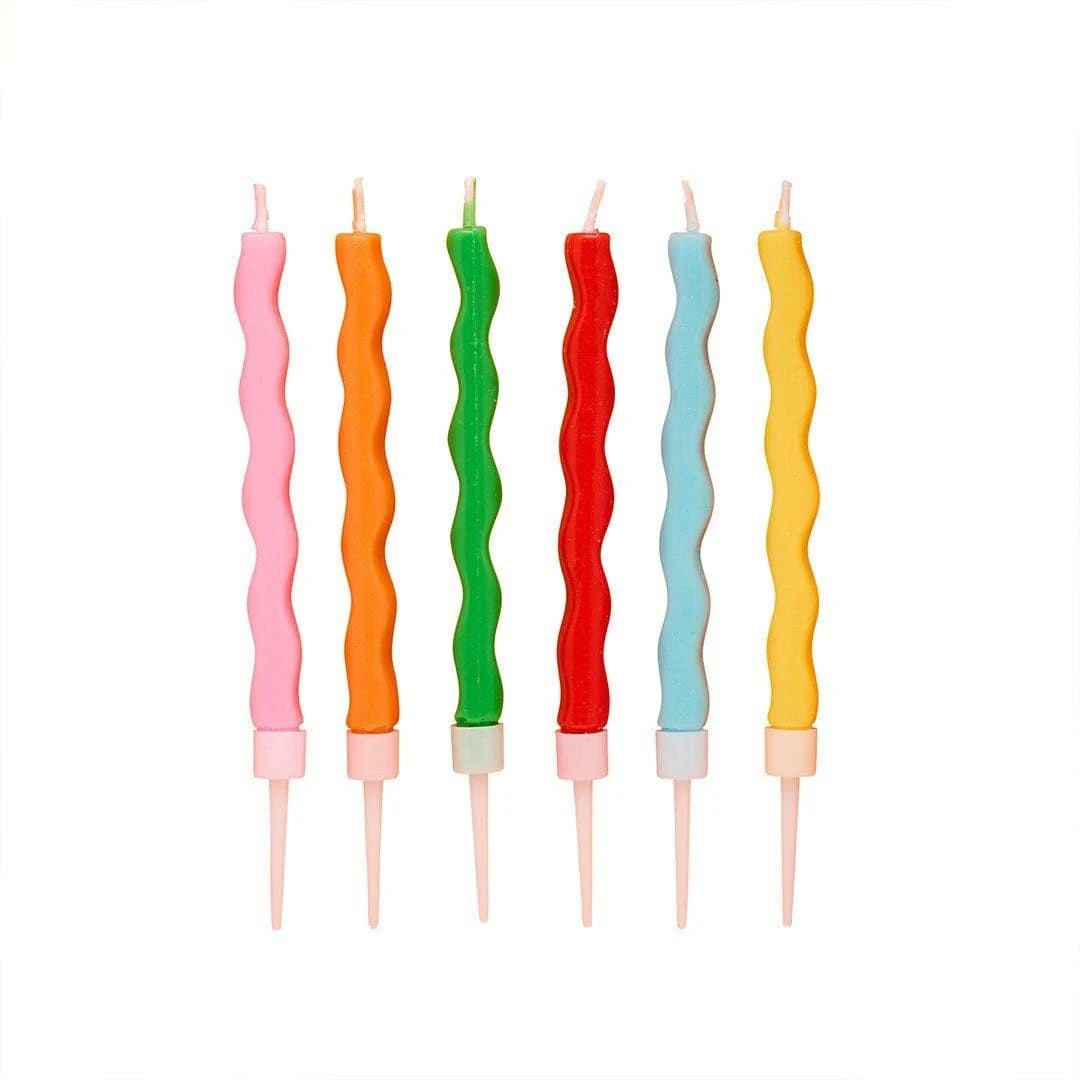 Wavy Rainbow Wax Birthday Candles
