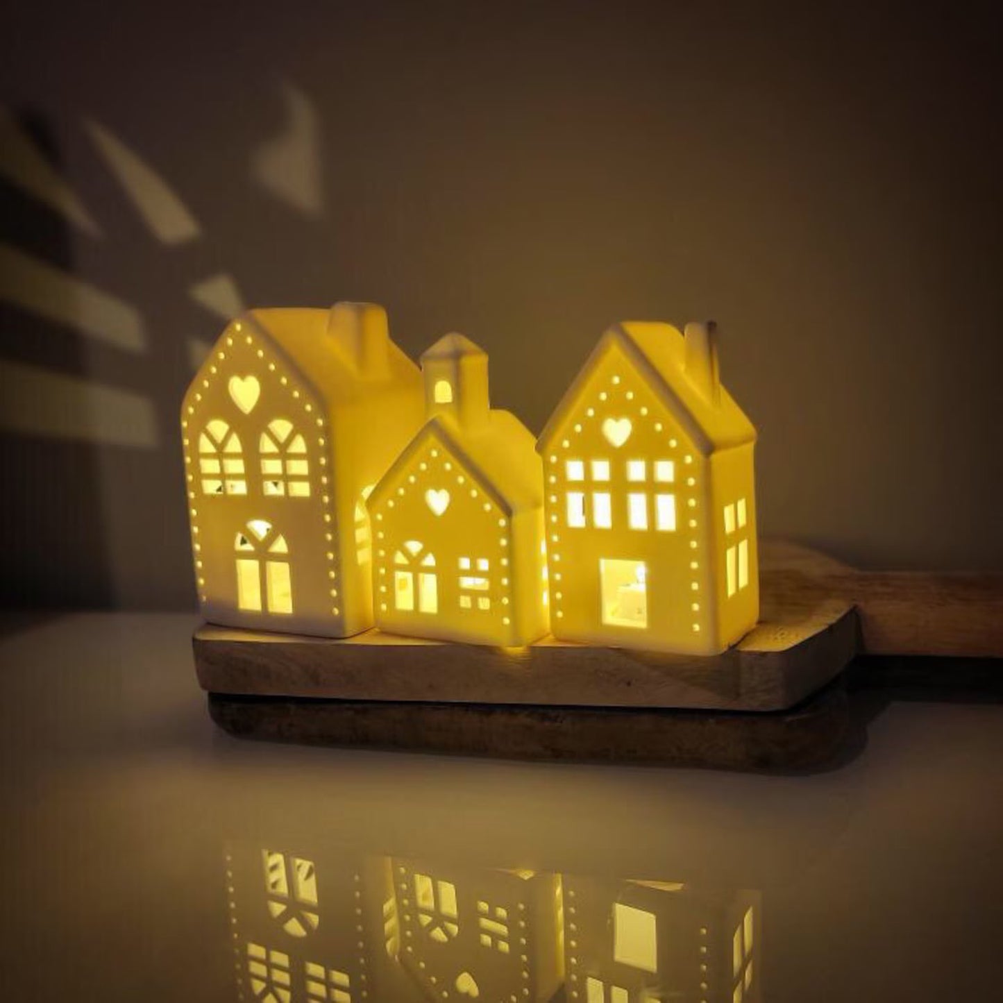Set of Three Light Up Houses