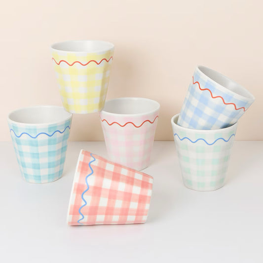 Meri Meri Gingham Reusable Cups - Pack of 6