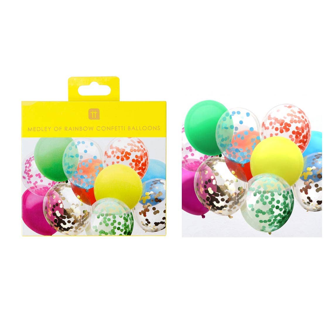 Rainbow Confetti Balloons - 12 Pack | Birthday Balloons |