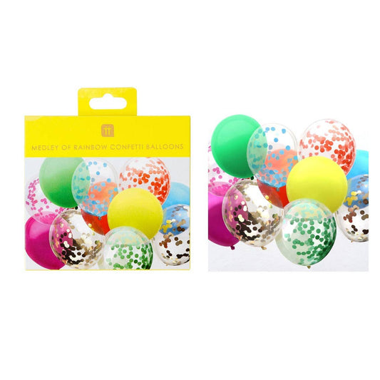 Rainbow Confetti Balloons - 12 Pack | Birthday Balloons |