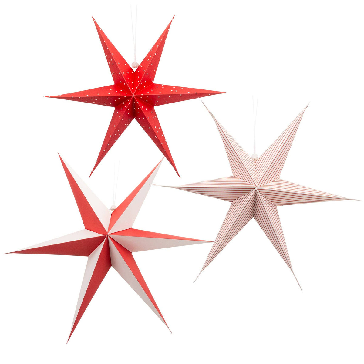 My Minds Eye Red and Cream Hanging Christmas Star Set